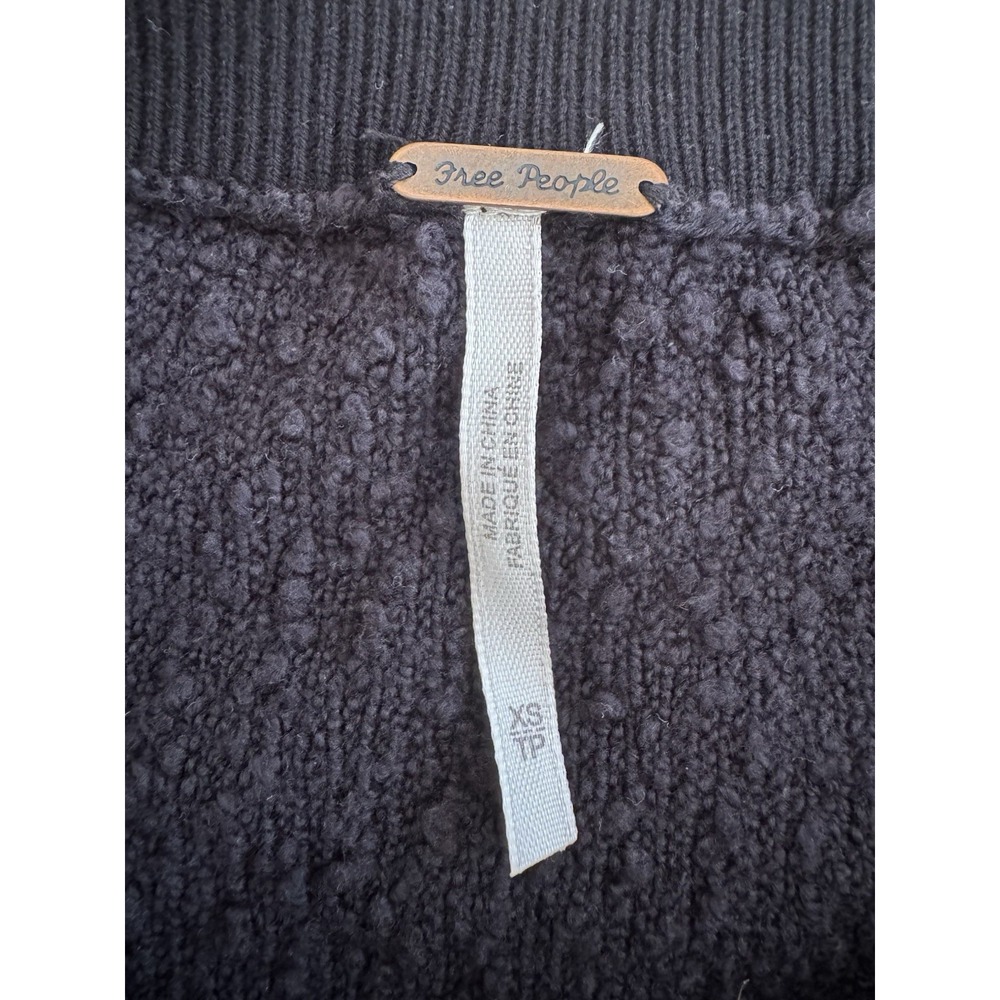 FREE PEOPLE WOMEN'S BLACK LONG SLEEVE TEXTURED FOUND MY FRIEND PULLOVER Size XS - Picture 10 of 13